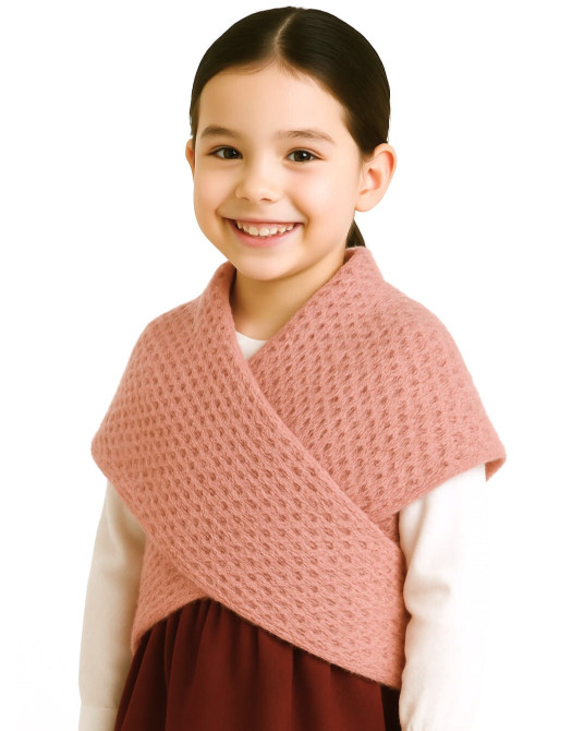 Toquilla de Lana Aldeana Niña Rosa Salmon - Trajes Tradicionales Vascos