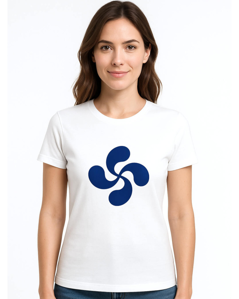 Camiseta Lauburu Azul Arrantzale Mujer - Trajes Regionales Vascos Camiseta Lauburu Azul Arrantzale Mujer - Trajes Regionales Vascos