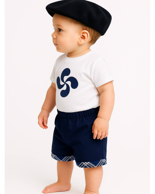 Pantalon Mahon corto Cuadros Arrantzale Bebe - Euskal Jantziak