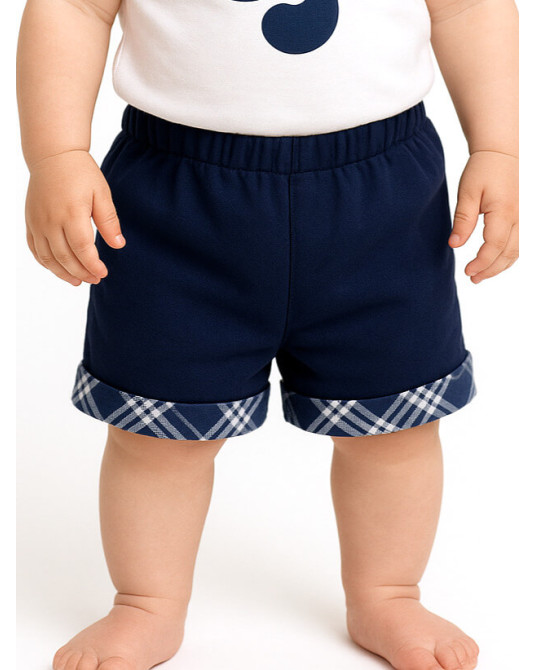 Pantalon Mahon corto Cuadros Arrantzale Bebe - Trajes Regionales Vascos