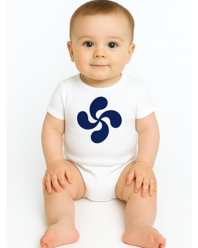 Body Lauburu Urdina Bebe Zuri - Euskal Jantzi Tradizionalak