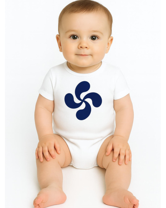 Body Lauburu Urdina Bebe Zuri - Euskal Jantzi Tradizionalak