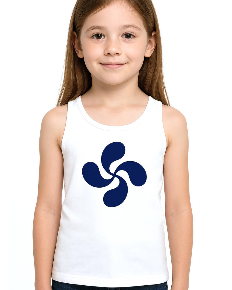 Camiseta Lauburu Azul Tirantes Blanca Infantil - Trajes Regionales Vascos