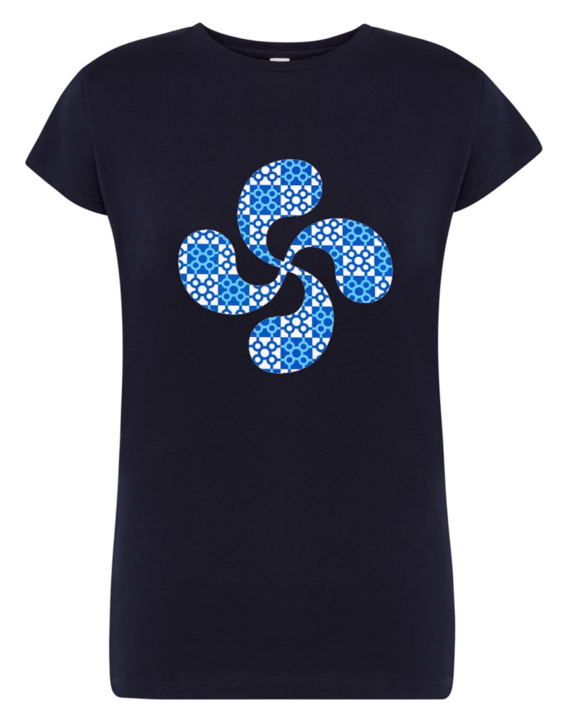 Camiseta Lauburu Baldosa Bilbao Azul Mujer