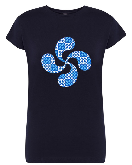 Camiseta Lauburu Baldosa Bilbao Azul Mujer