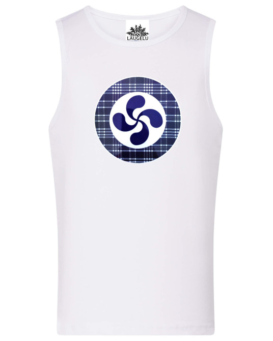Camiseta Lauburu Circulo Cuadros Tirantes Blanca Infantil - Trajes Vascos