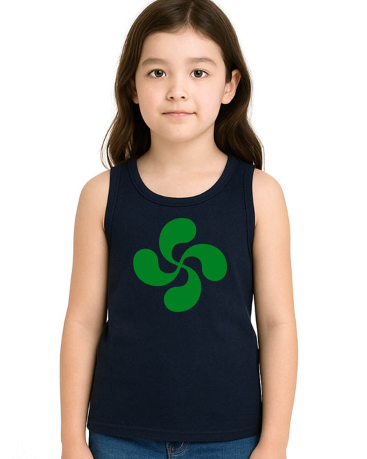 Camiseta Lauburu Verde Tirantes Azul Infantil - Trajes Vascos
