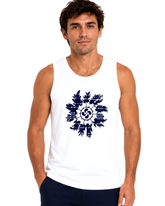 Camiseta Eguzkilore Cuadros Tirantes Blanca Hombre - Trajes Regionales