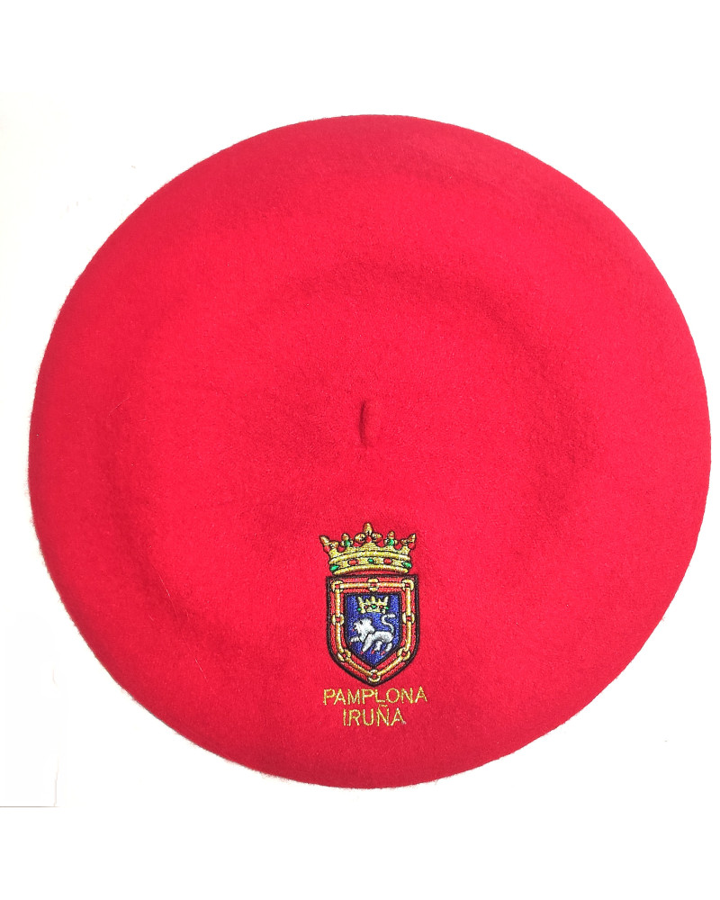 Txapela Bordada Roja Pamplona Iruña - Euskal Jantziak