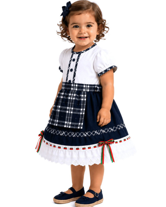 Vestido Arrantzale niña Mahon Cuadros- Trajes Tradicionales Vascos