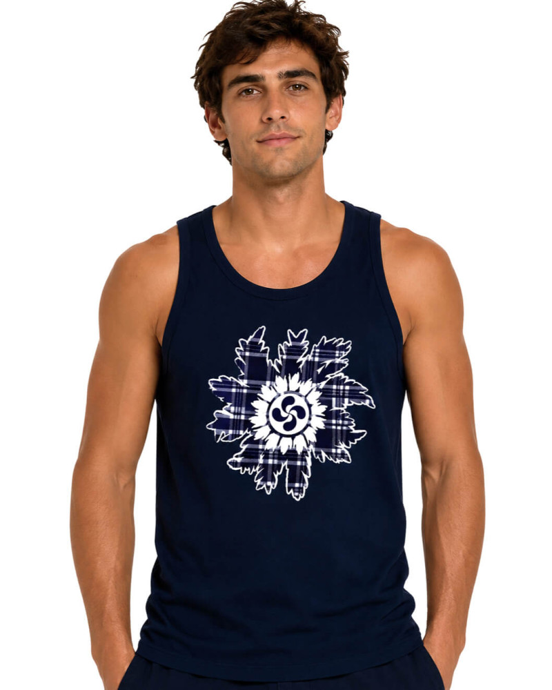 Camiseta Azul Hombre Eguzkilore Cuadros Tirantes - Trajes Regionales Vascos