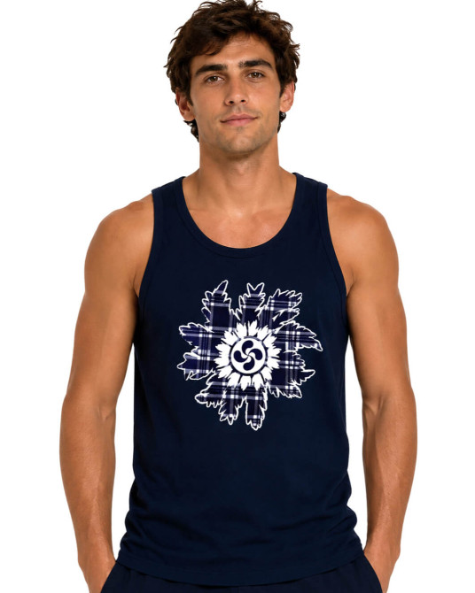 Camiseta Azul Hombre Eguzkilore Cuadros Tirantes - Trajes Regionales Vascos
