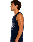 Camiseta Azul Hombre Lauburu Cuadros Tirantes - Trajes Regionales Vascos