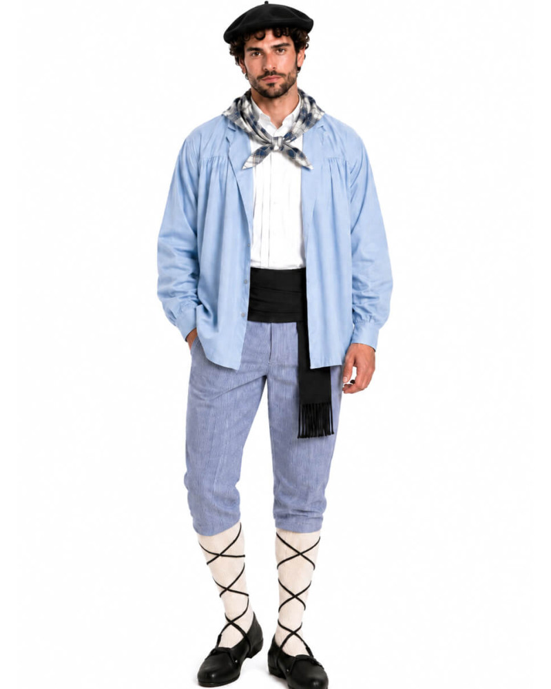 Traje de Blusas Azul Claro y Mil Rayas hombre - Trajes Regionales Vascos Vitoria