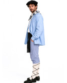 Traje de baserritarra Azul Claro y Mil Rayas Adulto - Trajes Regionales Vascos