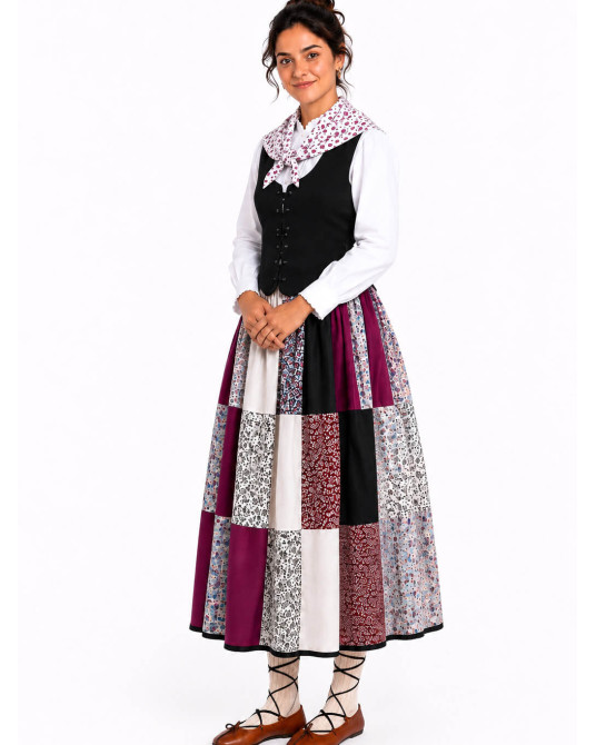Traje de Neska o baserritarra morado Mujer - Trajes Regionales Vascos