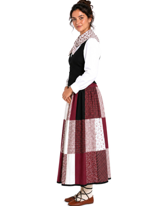 Traje de Neska o baserritarra granate Mujer - Trajes Regionales Vascos