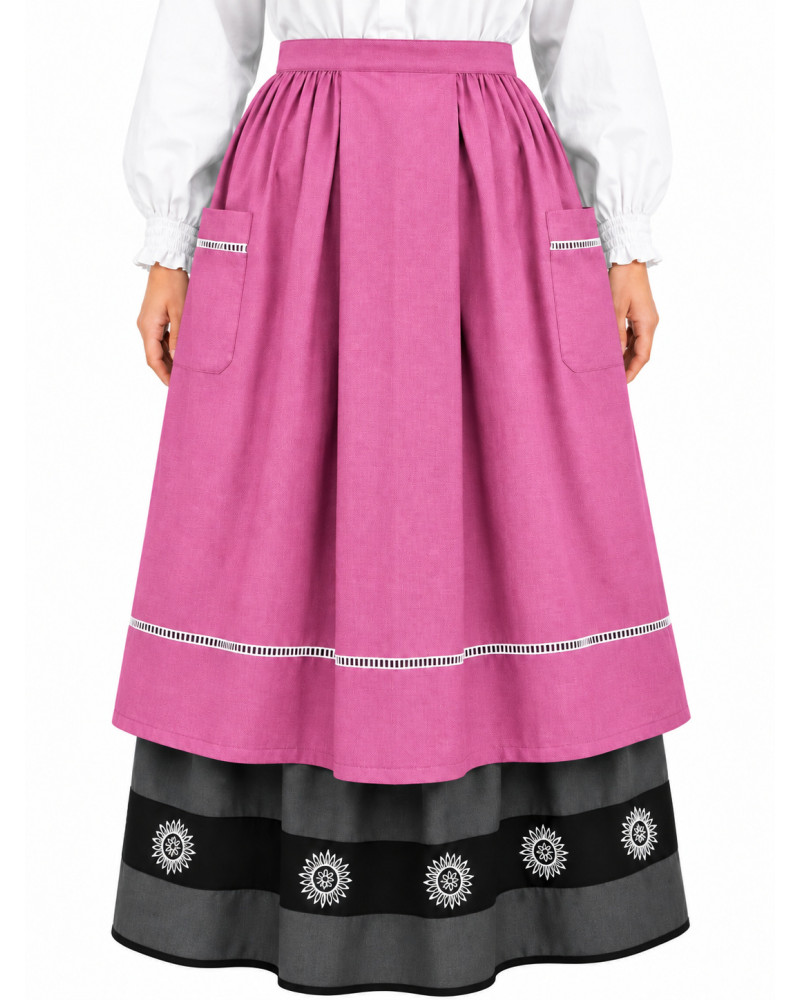 Baserritar-amantal arrosa fuksia luzea - Eskualdeko jantzietarako amantalak