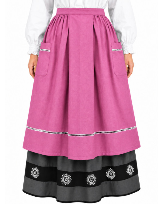Delantal Aldeana Rosa Fucsia Largo - Delantales Trajes Regionales
