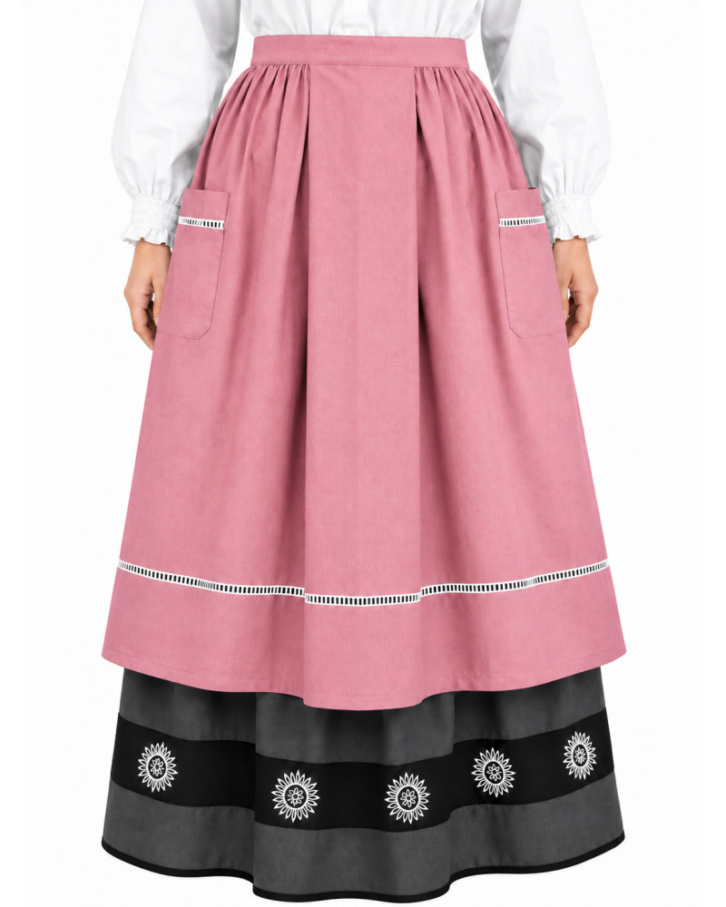 Delantal Aldeana Rosa Claro Largo - Delantales Trajes Regionales