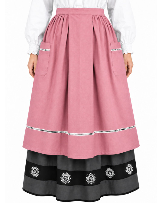 Delantal Aldeana Rosa Claro Largo - Delantales Trajes Regionales