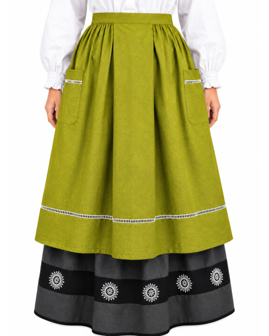 Delantal Aldeana Verde Kaki Largo - Delantales Trajes Regionales
