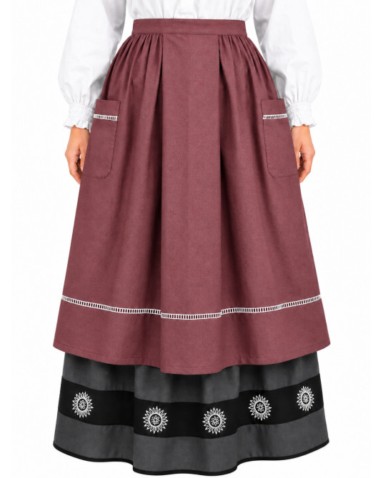 Delantal Aldeana Granate Oscuro Largo - Delantales Trajes Regionales