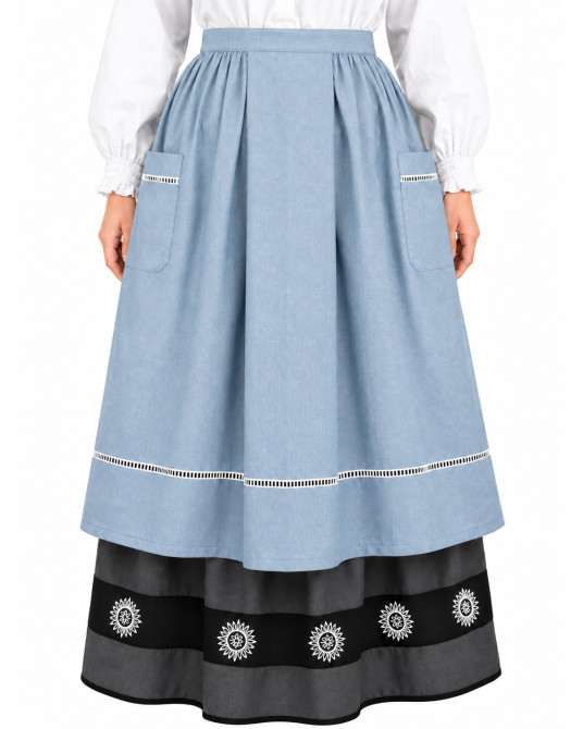 Delantal Aldeana Azul Celeste Largo - Delantales Trajes Regionales