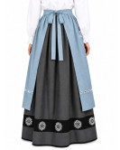 Delantal Aldeana Azul Celeste Largo - Delantales Trajes Regionales Vascos