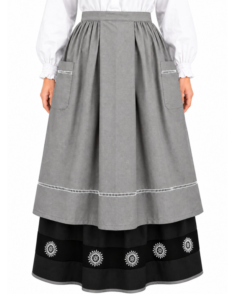 Delantal Casera Gris Oscuro Largo - Delantales Trajes Regionales