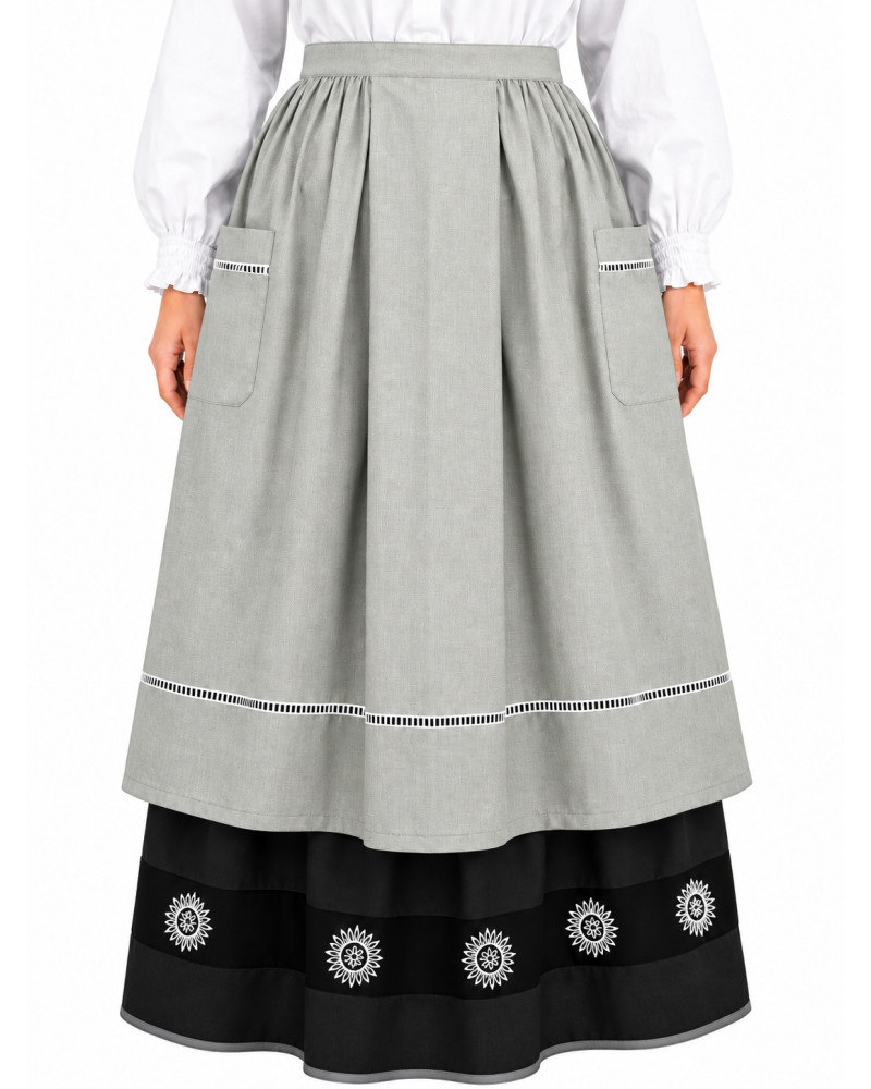 Delantal Aldeana Gris Claro Largo - Delantales Trajes Regionales