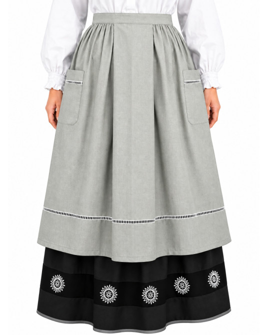 Delantal Aldeana Gris Claro Largo - Delantales Trajes Regionales