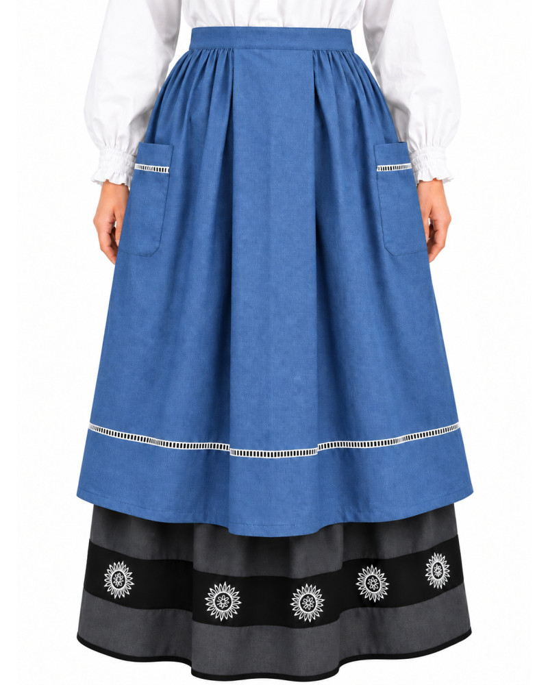 Delantal Aldeana Azul Largo - Delantales Trajes Regionales