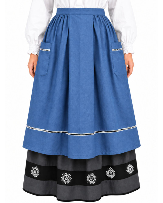 Delantal Aldeana Azul Largo - Delantales Trajes Regionales