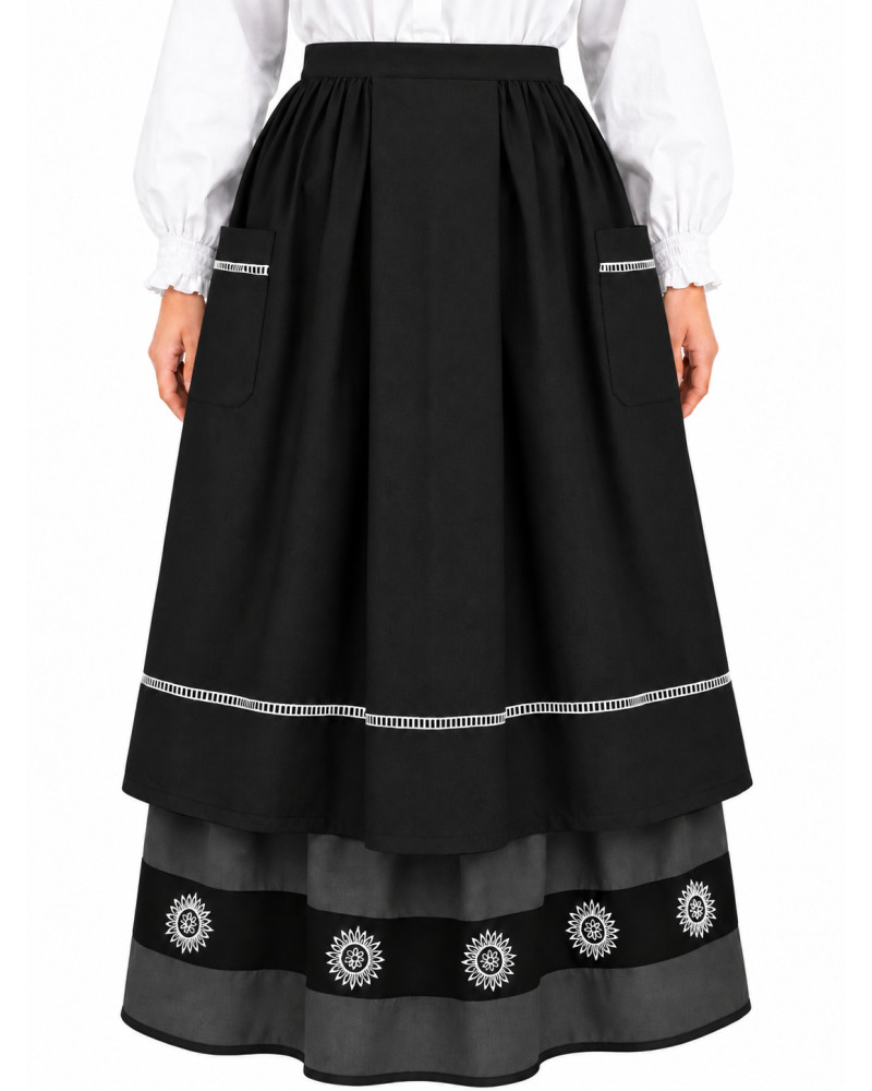 Delantal Aldeana Negro Largo - Delantales Trajes Regionales