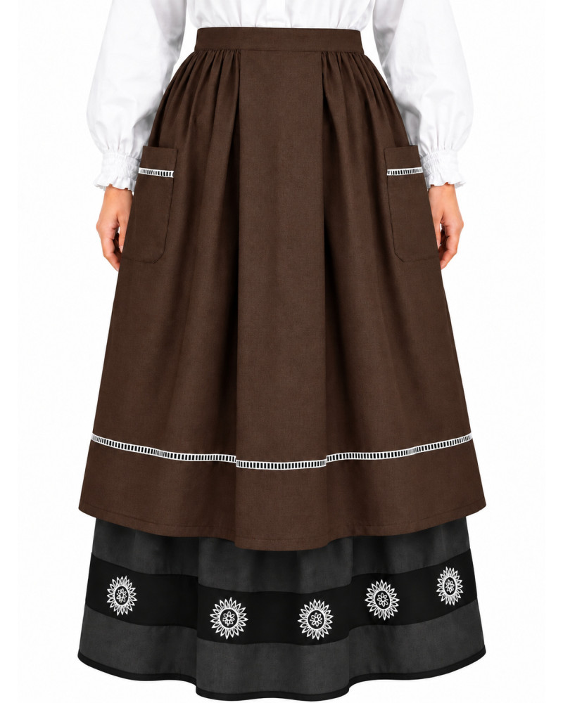 Delantal Aldeana Marron Largo - Delantales Trajes Regionales