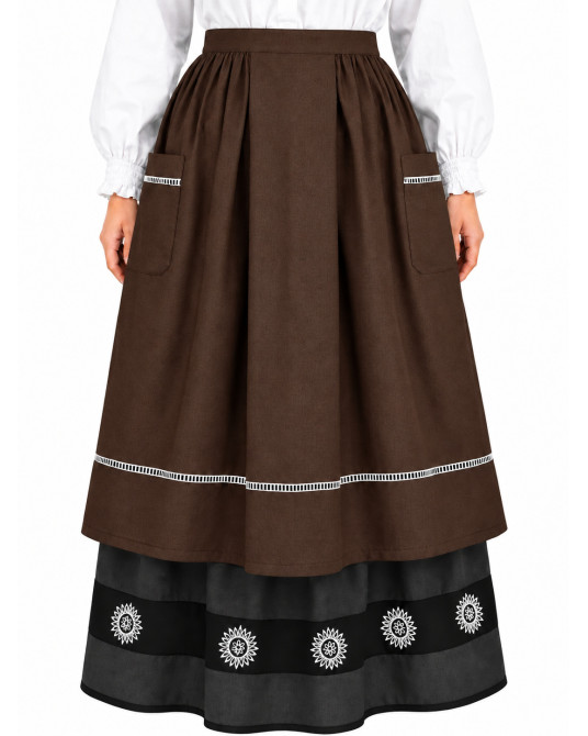 Delantal Aldeana Marron Largo - Delantales Trajes Regionales