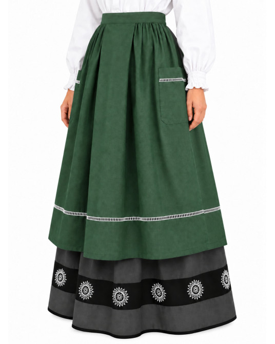 Delantal Casera Verde Oscuro Largo - Delantales Trajes Regionales