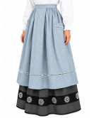 Delantal Casera Azul Celeste Largo - Delantales Trajes Regionales