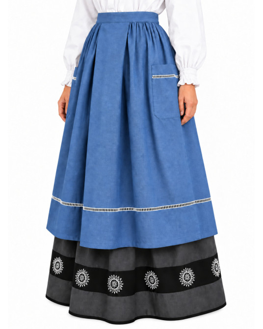 Delantal Casera Azul Largo - Delantales Trajes Regionales