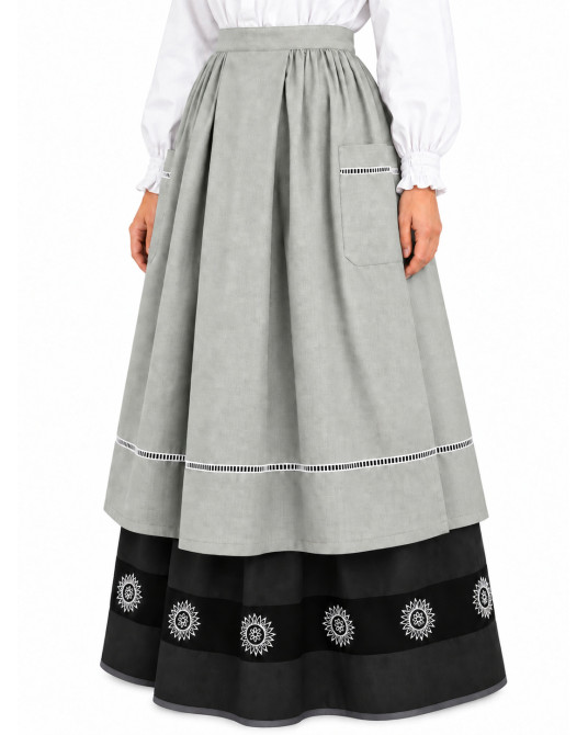 Delantal Casera Gris Claro Largo - Delantales Trajes Regionales