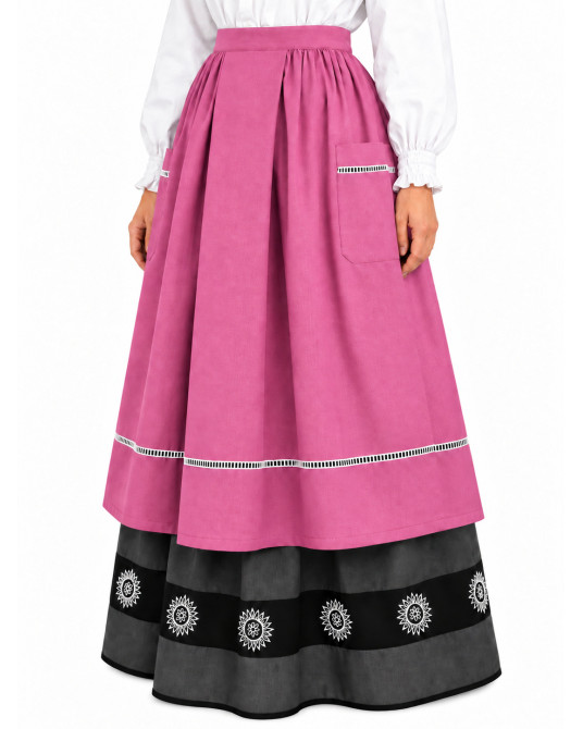 Delantal Aldeana Rosa Fucsia Largo - Delantales Trajes Regionales