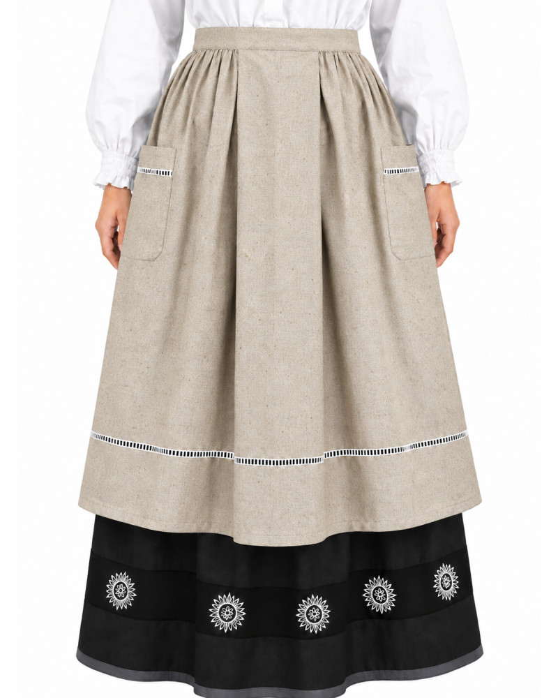 Delantal Aldeana Beige Largo - Delantales Trajes Regionales