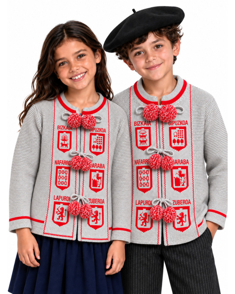Mendigoizale Infantil Provincias Gris con rojo - Chaquetas y Kaikus