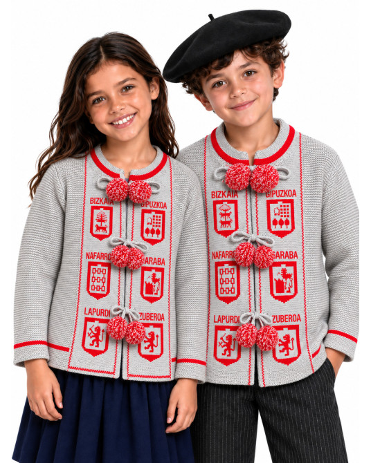 Mendigoizale Infantil Provincias Gris con rojo - Chaquetas y Kaikus