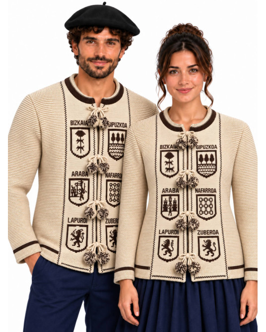 Mendigoizale - Kaiku Beige y Marron Adulto - Chaquetas Vascas