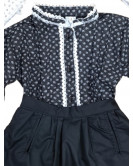 Conjunto casera Niña Flores Negro