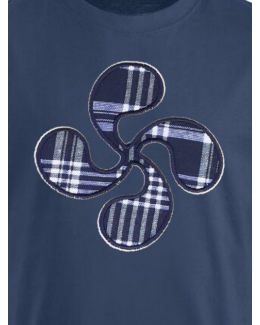 Camiseta Hombre Lauburu Bordado Azul