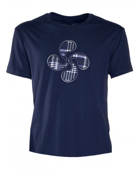 Camiseta Niño Lauburu Bordado Azul