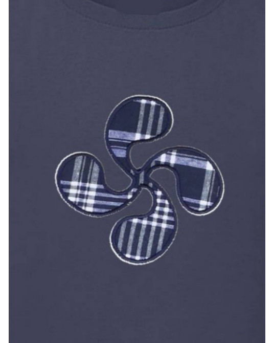 Camiseta Niña Lauburu Bordado Azul